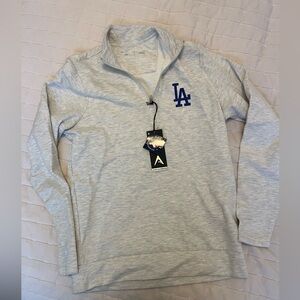 Heather Gray Pullover with embroidered Dodgers Logo